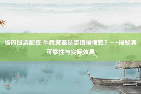 场内股票配资 牛犇策略是否值得信赖？——揭秘其可靠性与实际效果