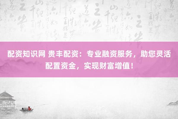配资知识网 贵丰配资：专业融资服务，助您灵活配置资金，实现财富增值！