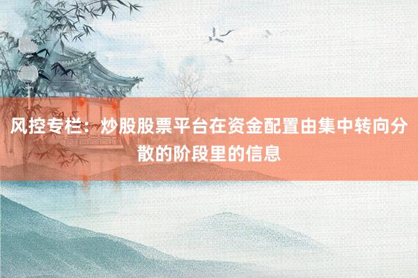 风控专栏:炒股股票平台在资金配置由集中转向分散的阶段里的信息