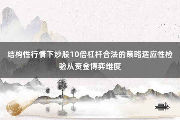 结构性行情下炒股10倍杠杆合法的策略适应性检验从资金博弈维度