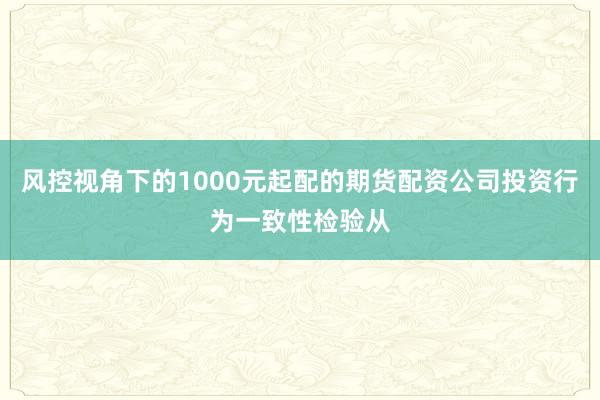 风控视角下的1000元起配的期货配资公司投资行为一致性检验从