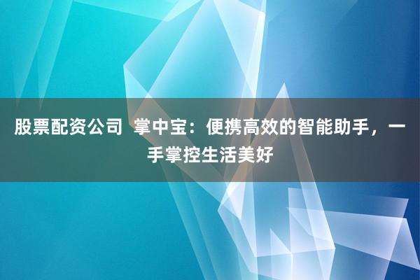 股票配资公司  掌中宝：便携高效的智能助手，一手掌控生活美好
