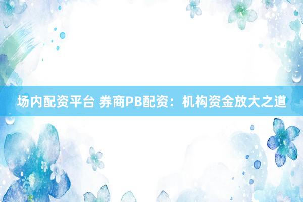 场内配资平台 券商PB配资：机构资金放大之道